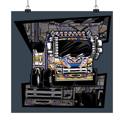 Vibrant Truck Matte Square Poster - Bold Art for Vehicle Enthusiasts - CreativeRino