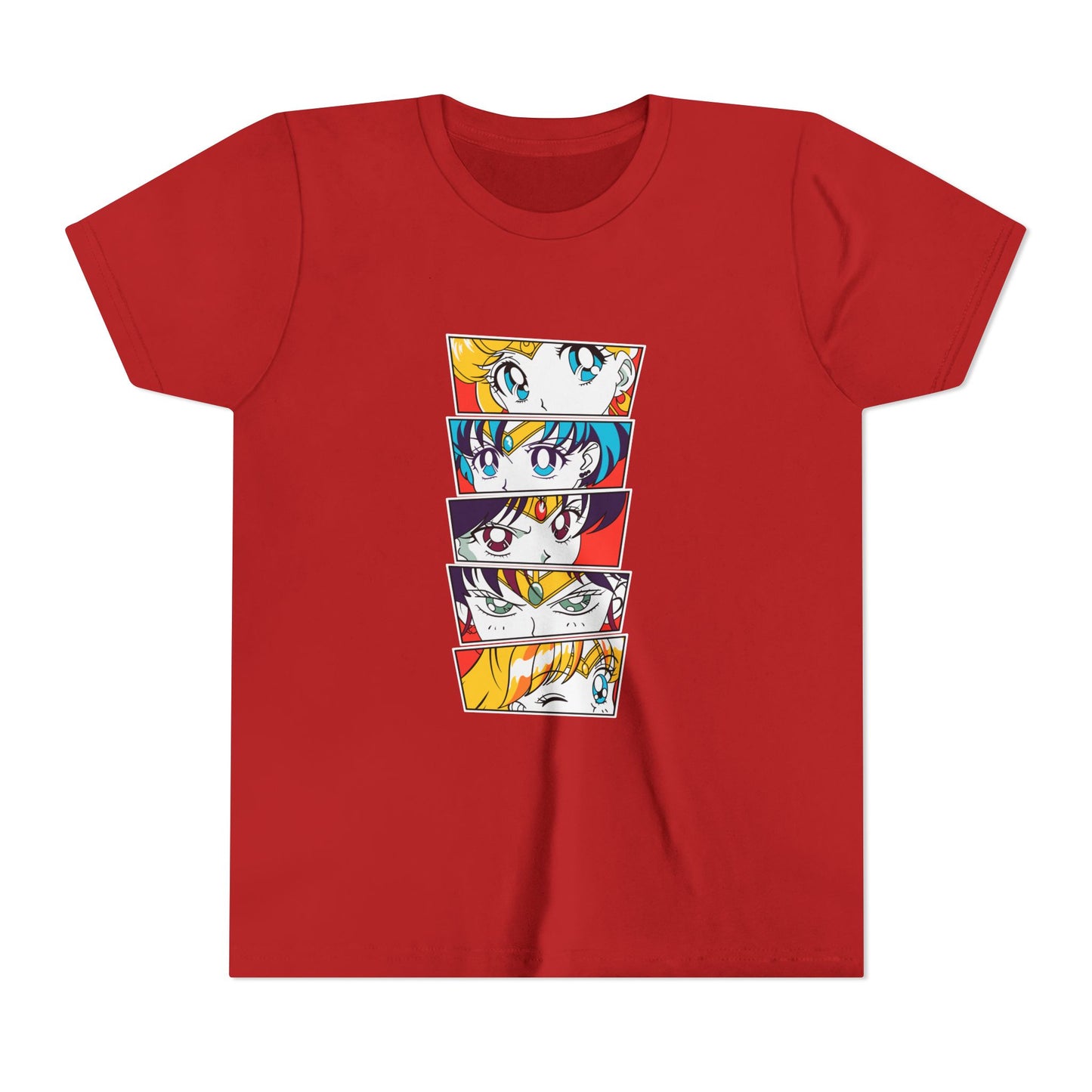 Youth Anime-Inspired Short Sleeve Tee - Colorful Sailor Moon Character Eyes T-shirt Design - CreativeRino