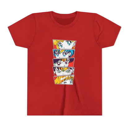 Youth Anime-Inspired Short Sleeve Tee - Colorful Sailor Moon Character Eyes T-shirt Design - CreativeRino