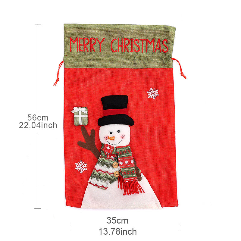 Santa Claus Drawstring Gift Bag | Children's Backpack Style Christmas Sack & Jewelry Pouch