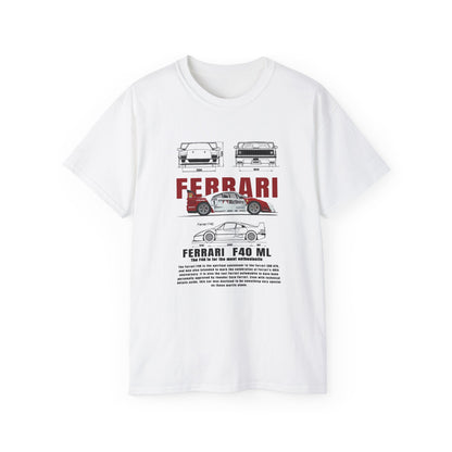Ferrari F40 Multi-Graphic Unisex Ultra Cotton Tee | Car Enthusiast Gift T-shirt - CreativeRino