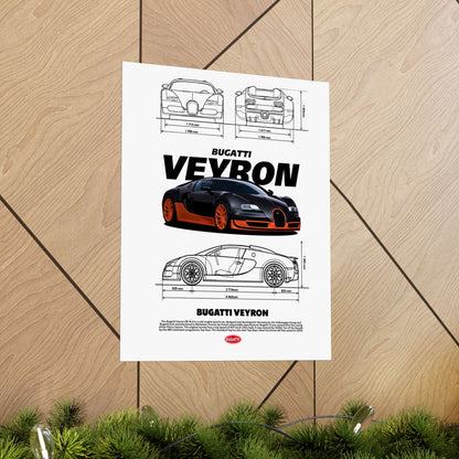 Luxury Bugatti Veyron Matte Poster - Modern Car Art for Enthusiasts - CreativeRino