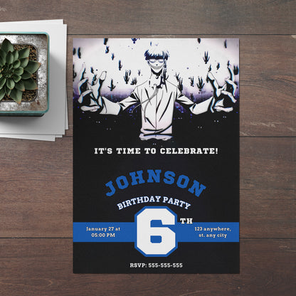 Blue Lock Birthday Invitation Template - CreativeRino