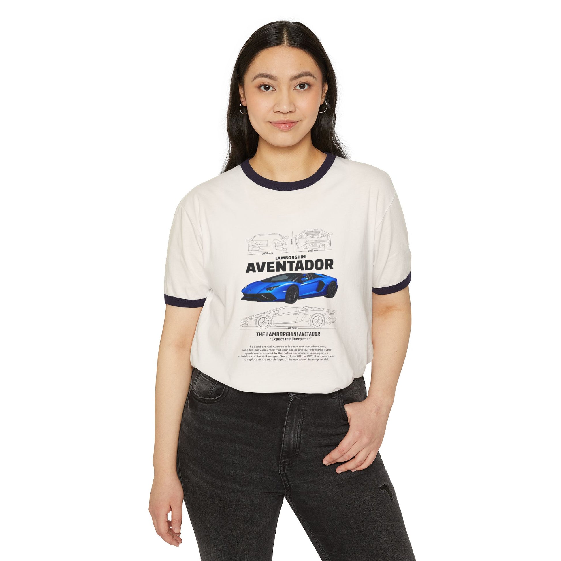 Lamborghini Aventador Unisex Ringer T-Shirt - Car Enthusiast Apparel - CreativeRino