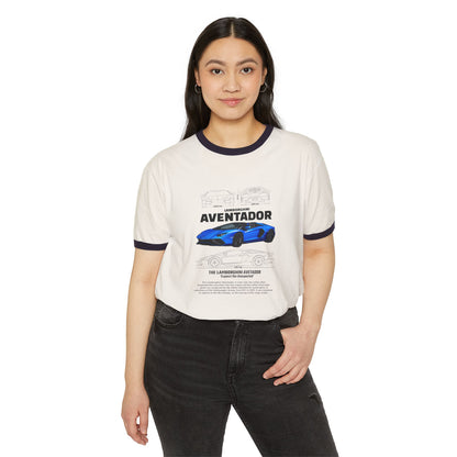 Lamborghini Aventador Unisex Ringer T-Shirt - Car Enthusiast Apparel - CreativeRino