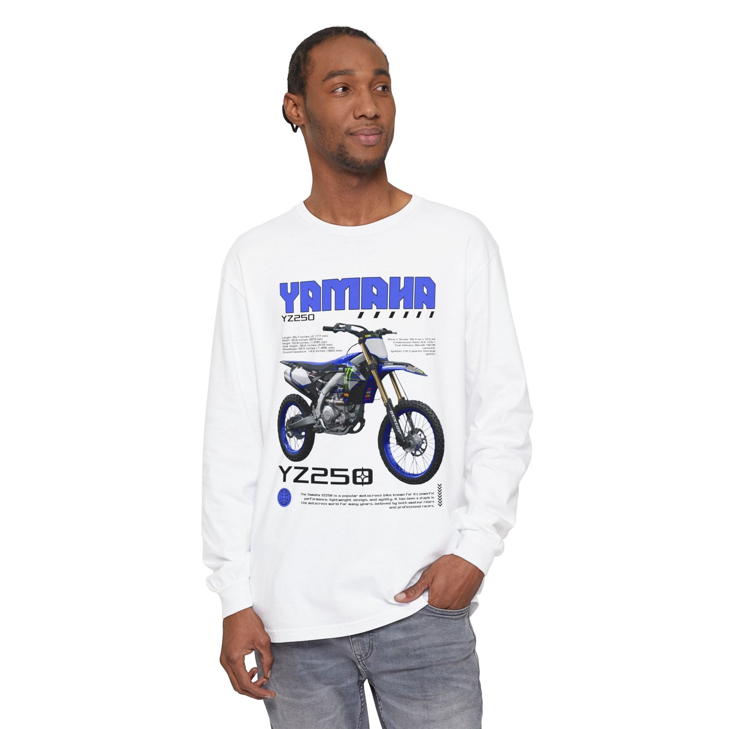 Yamaha YZ250 Long Sleeve Tee - Perfect T-shirt Gift for Motorcycle Enthusiasts - CreativeRino