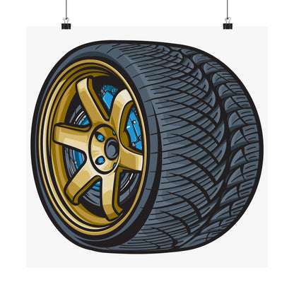 Racing Tire Matte Square Poster - Perfect Poster for Car Enthusiasts and Garage Decor - CreativeRino