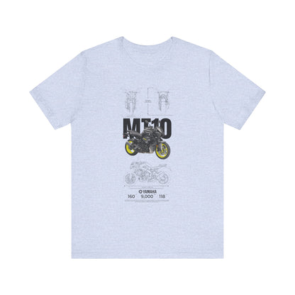 Yamaha MT 10 Motorcycle Tee - Unisex Jersey Short Sleeve T-shirt for Riders - CreativeRino