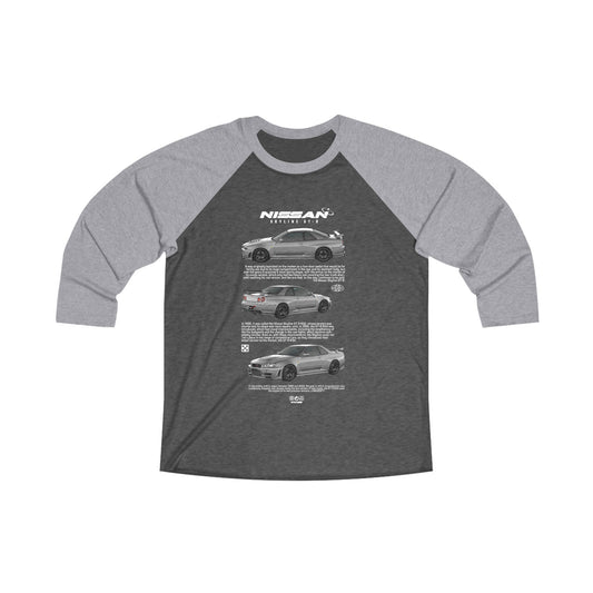 Nissan Skyline GTR Car Enthusiast Raglan Tee - Unisex Tri-Blend 3/4 Sleeve Shirt - CreativeRino
