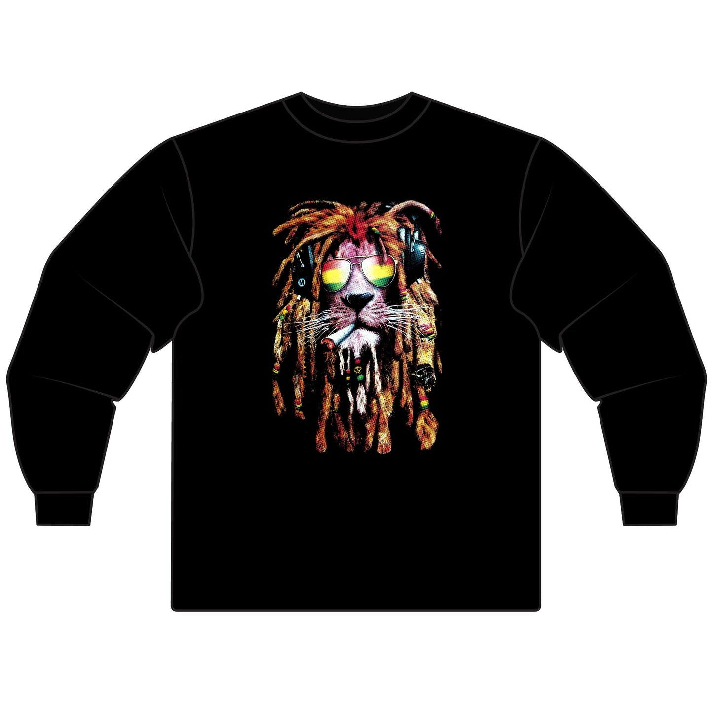 Reggae Lion Long Sleeve T-Shirt - Unisex Graphic Tee for Music Lovers - CreativeRino