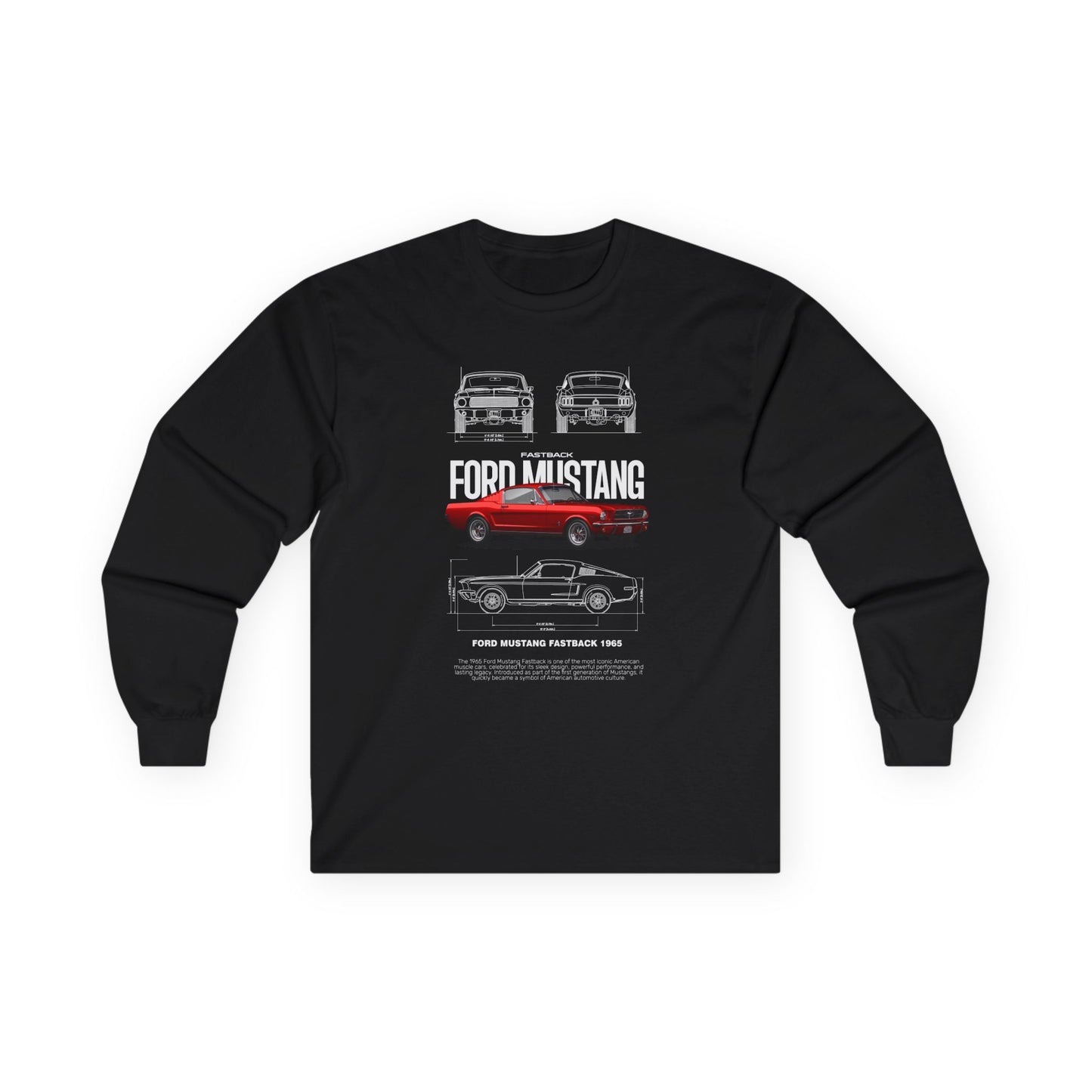 Ford Mustang Retro Long Sleeve T-shirt for Car Enthusiasts - CreativeRino