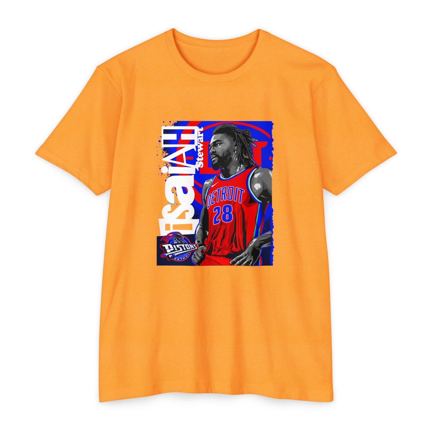 Isaiah Stewart Basketball Unisex CVC Jersey T-shirt - Vibrant Orange Graphic Tee - CreativeRino