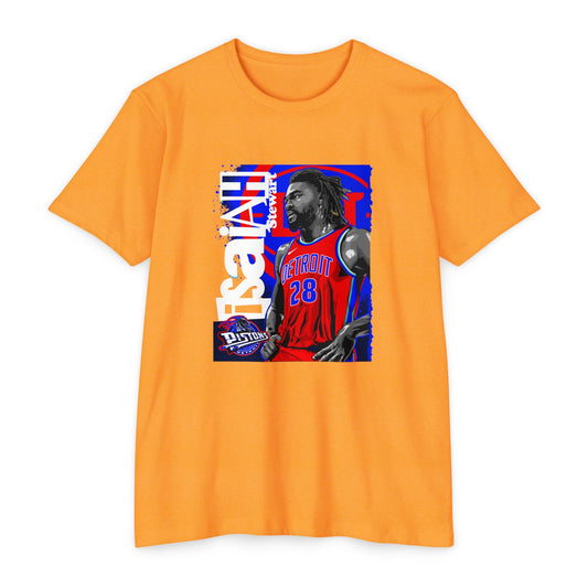 Isaiah Stewart Basketball Unisex CVC Jersey T-shirt - Vibrant Orange Graphic Tee - CreativeRino