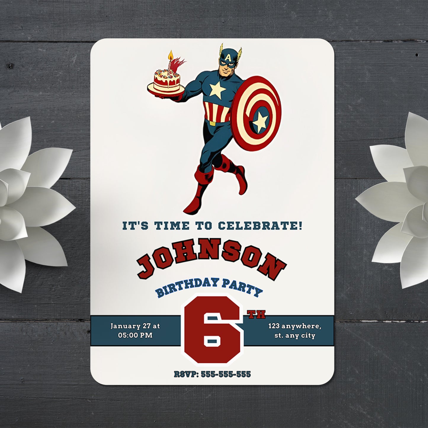 Captain America Birthday Invitation Template - CreativeRino