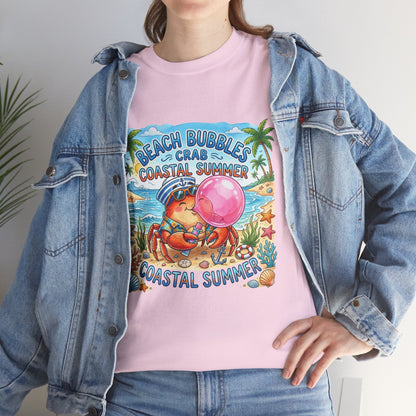 Beach Bubbles Crab Coastal Summer T-Shirt Printify
