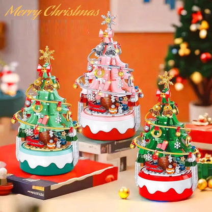 DIY Crystal Christmas Tree Music Box | Rotating LED Building Blocks Toy & Ornament Gift eprolo