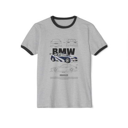 BMW M3 GTR Classic Car Unisex Ringer T-Shirt - Retro Automotive Design - CreativeRino