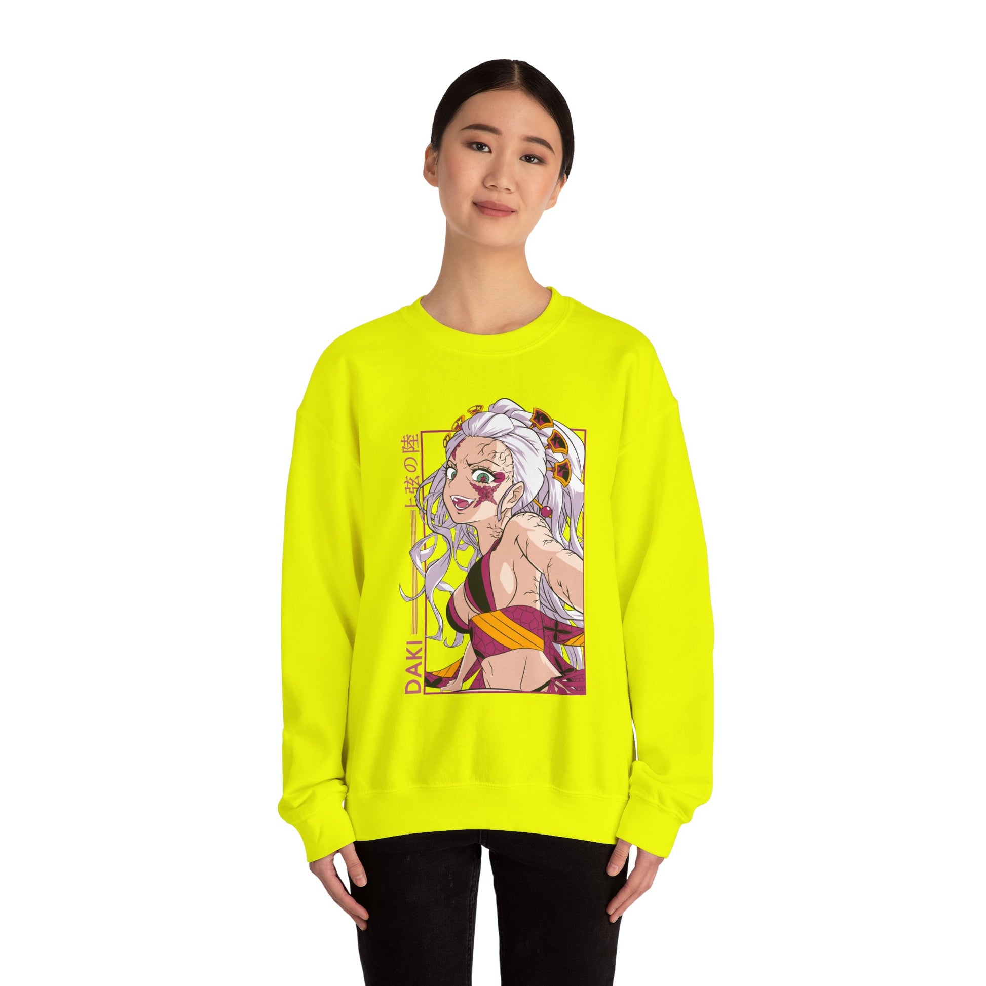 Anime-Inspired Unisex Crewneck Sweatshirt - Demon Slayer Daki Design - CreativeRino
