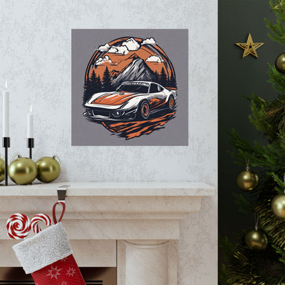 Vintage Car Adventure Matte Poster - CreativeRino