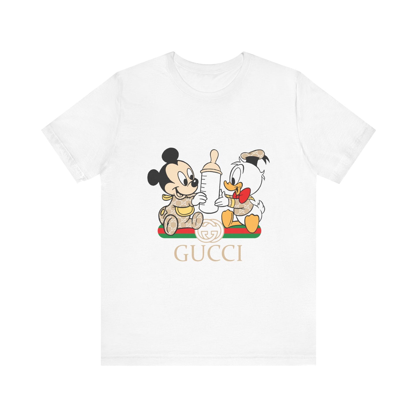 Cute Baby Mickey Mouse and Donald Duck Character Tee - Gucci Inspired Unisex Short Sleeve T-shirt - CreativeRino
