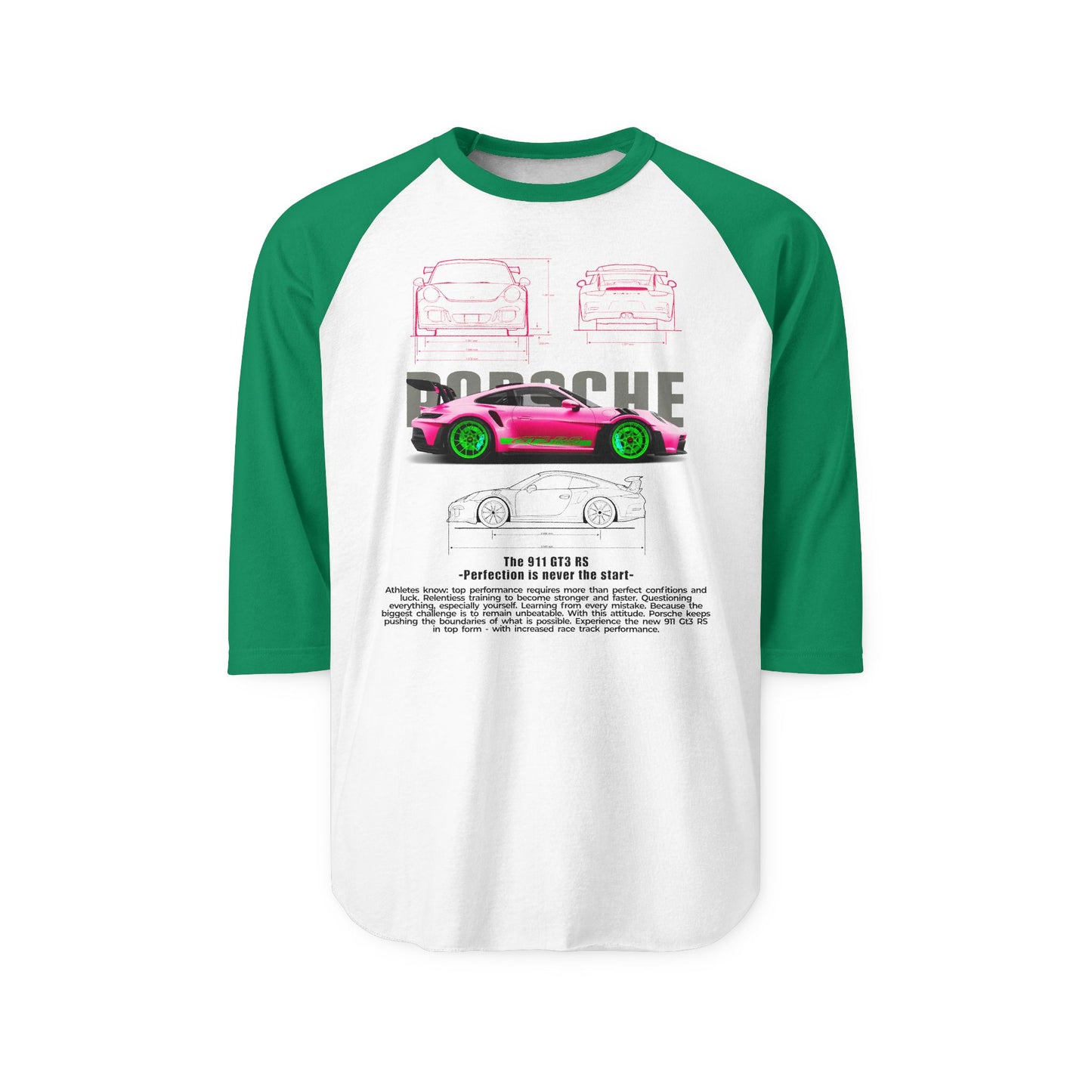 Porsche Car Enthusiast Unisex Raglan Shirt - Perfect T-shirt for Motorsports Fans - CreativeRino
