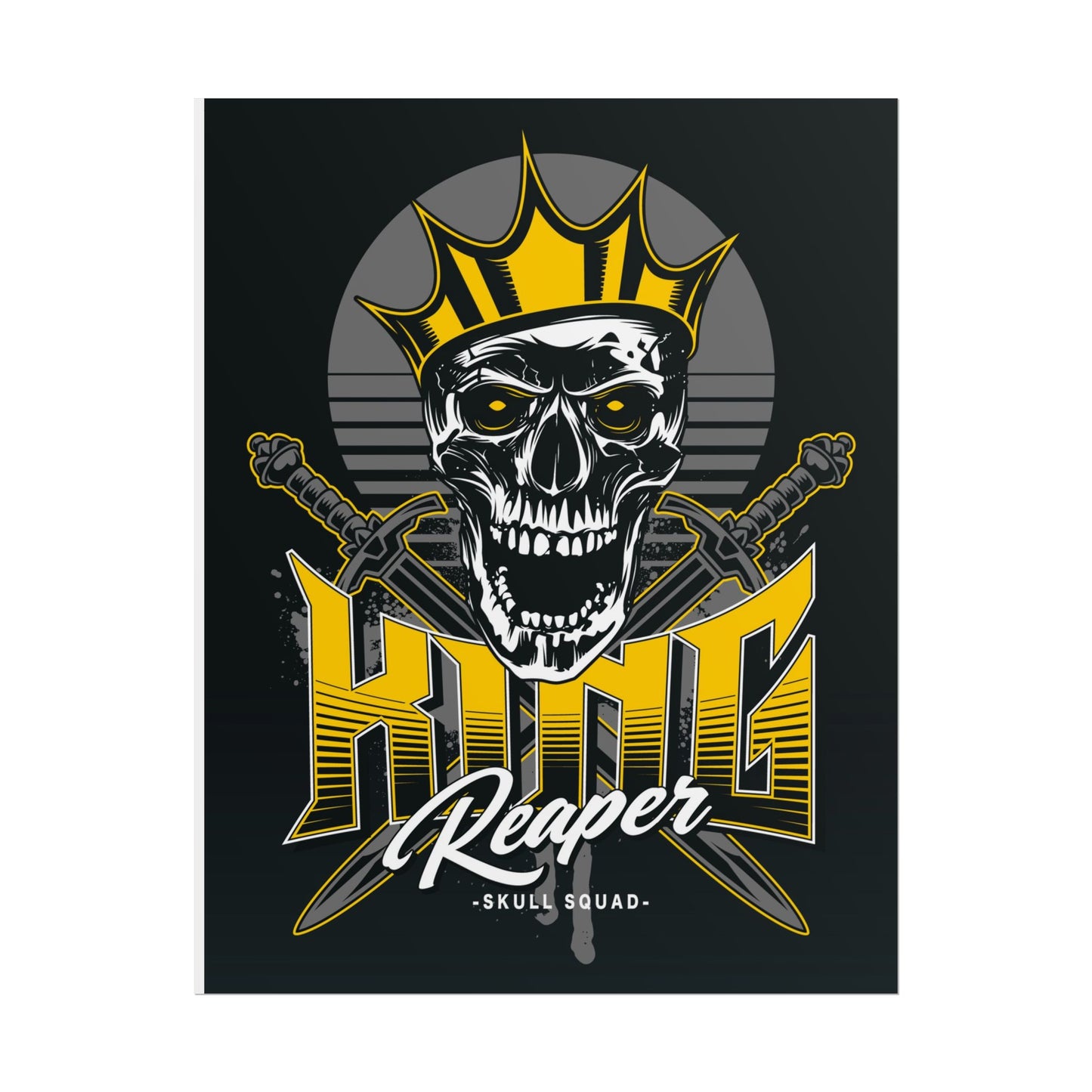 Vintage Skull King Reaper Poster - Bold Wall Art for Gamers & Bikers - CreativeRino
