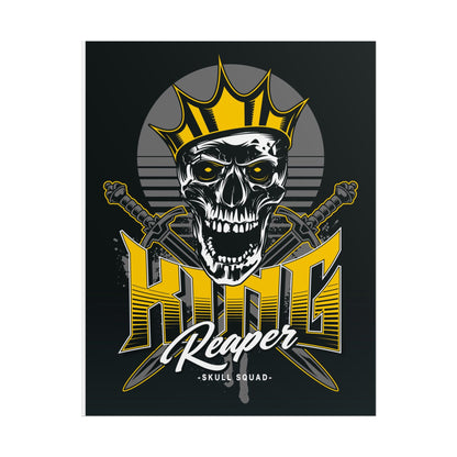 Vintage Skull King Reaper Poster - Bold Wall Art for Gamers & Bikers - CreativeRino