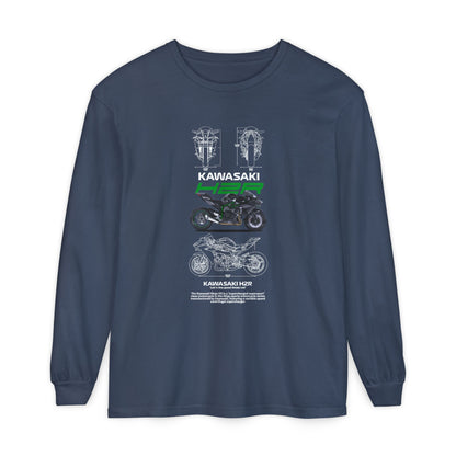 Kawasaki H2R Unisex Long Sleeve T-Shirt - Vintage Motorcycle Graphic Tee - CreativeRino