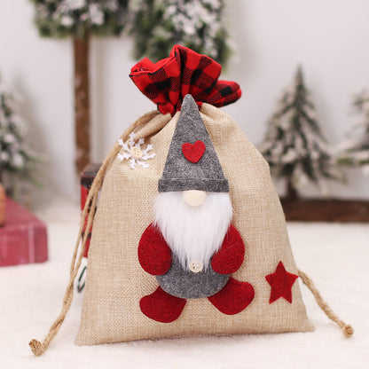 Nordic Gnome Drawstring Gift Bag | Cute Faceless Doll Forester Apple/Candy Pouch | Christmas Linen Decoration eprolo