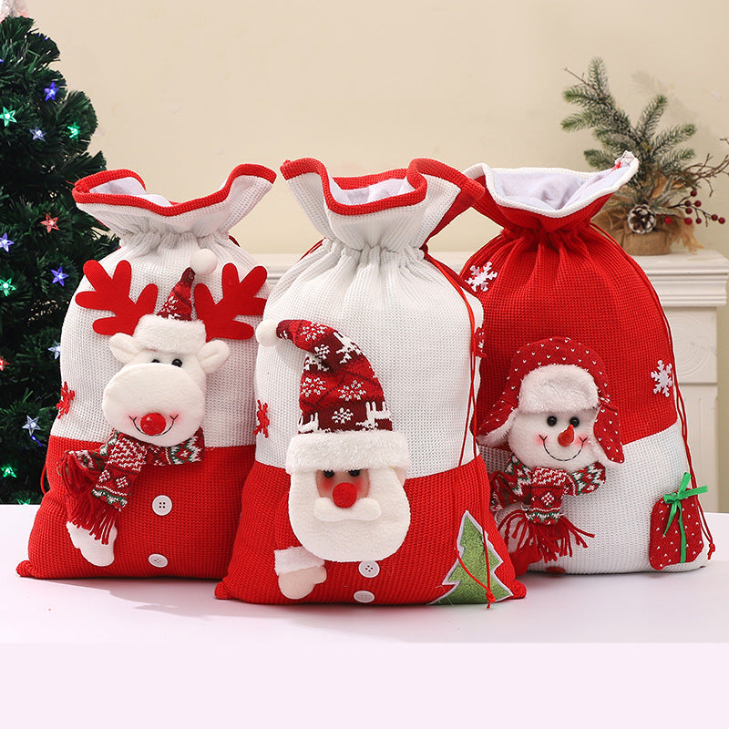 Large Drawstring Christmas Gift Bag | Cartoon Snowman & Santa Candy Pouch Bundle eprolo