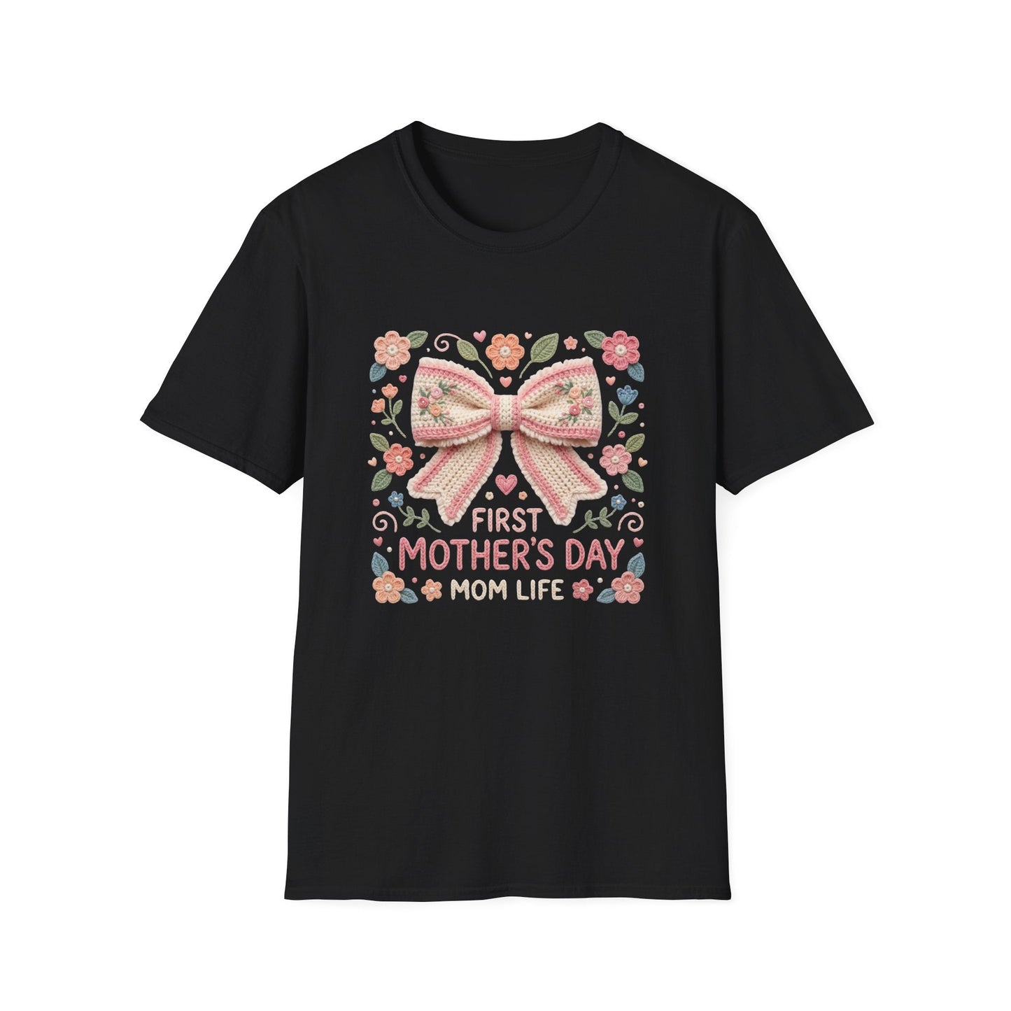 First Mother's Day Mom Life T-Shirt — Floral Bow New Mom Gift Printify