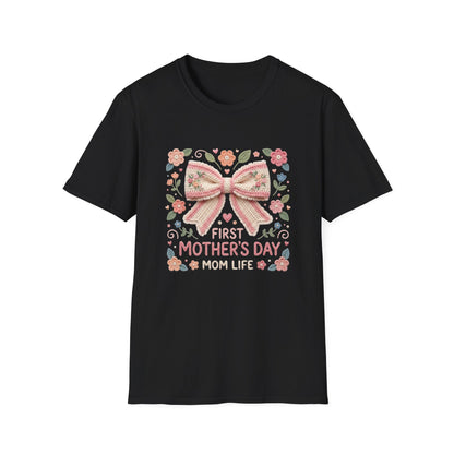 First Mother's Day Mom Life T-Shirt — Floral Bow New Mom Gift Printify