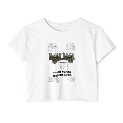 1941-1945 Willys MB Festival Crop Top - Vintage Military Graphic T-shirt for Women - CreativeRino