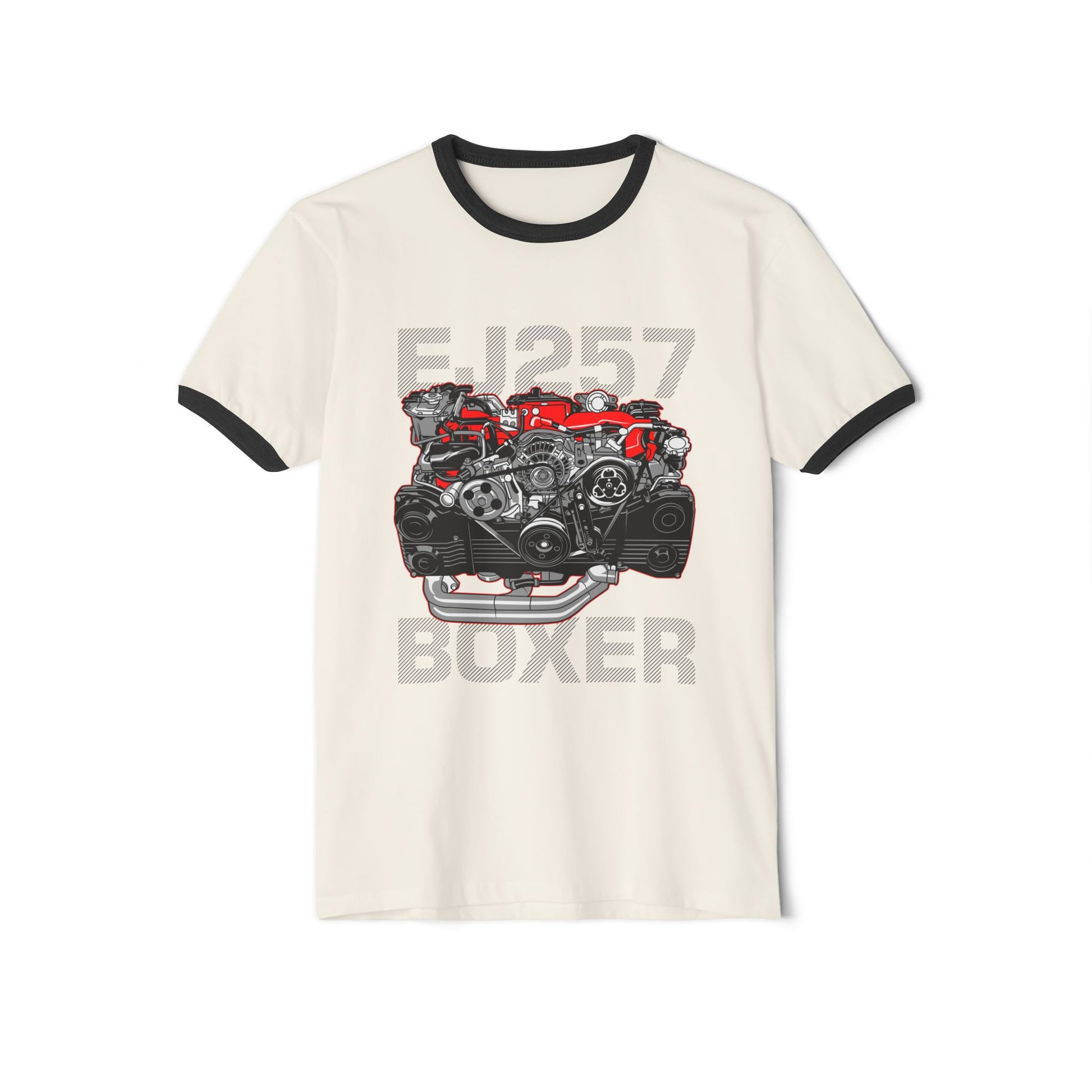 FJ257 Boxer Engine Ringer T-Shirt - Unisex Cotton Tee for Car Enthusiasts - CreativeRino