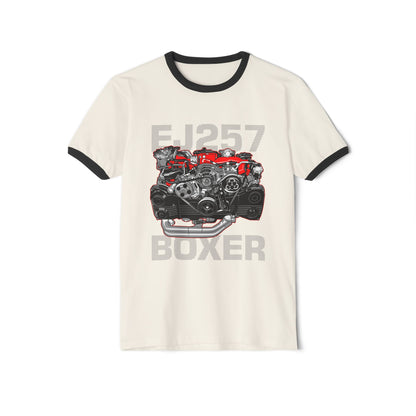 FJ257 Boxer Engine Ringer T-Shirt - Unisex Cotton Tee for Car Enthusiasts - CreativeRino