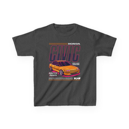 Honda Civic Kids Heavy Cotton™ Tee - Build for Passion - Perfect T-shirt for Young Car Enthusiasts - CreativeRino