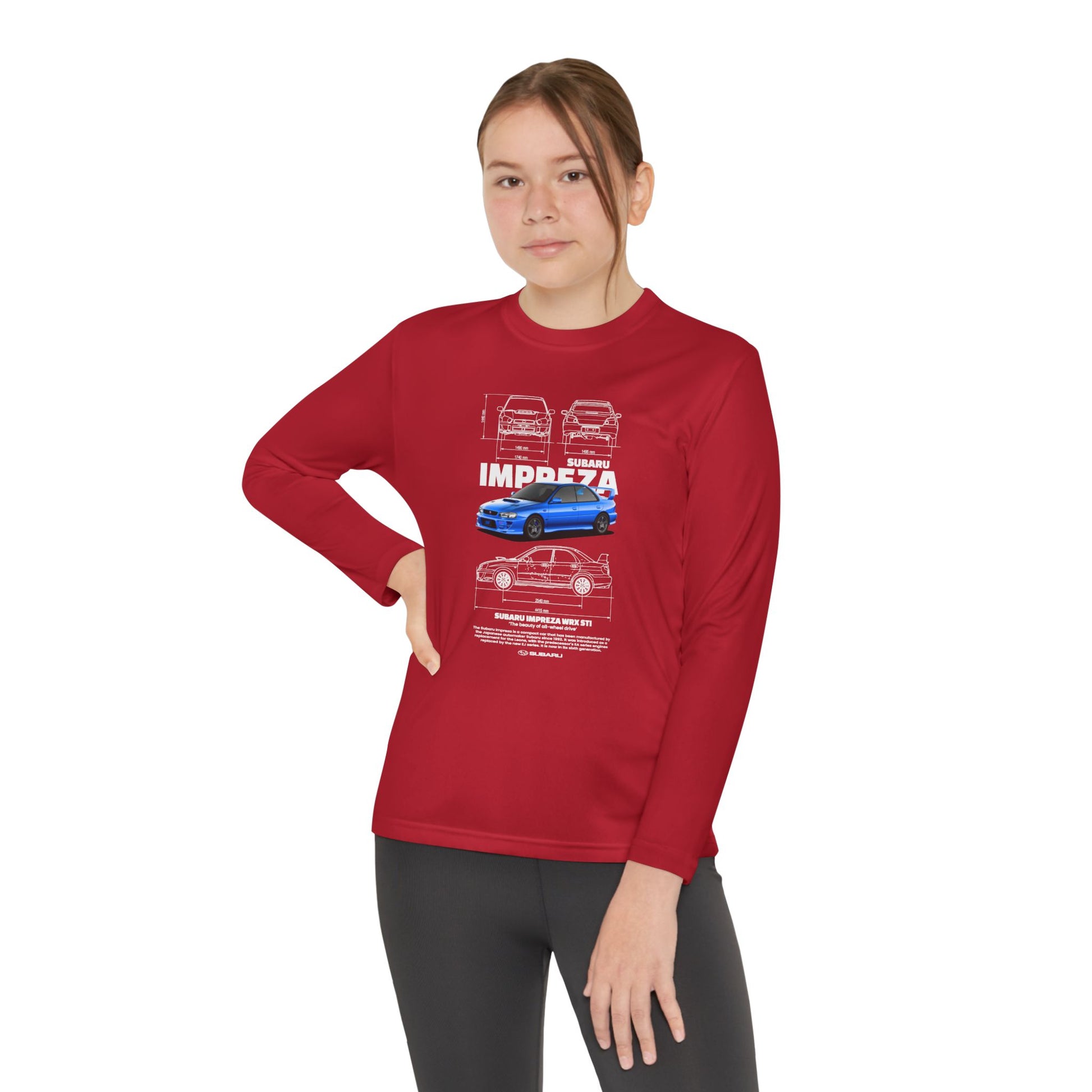 Subaru Impreza Youth Long Sleeve Tee - Coo l Car Design for Young Automotive Enthusiasts - CreativeRino