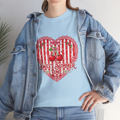 Sweet Summer Time Cherry Heart T-Shirt Printify