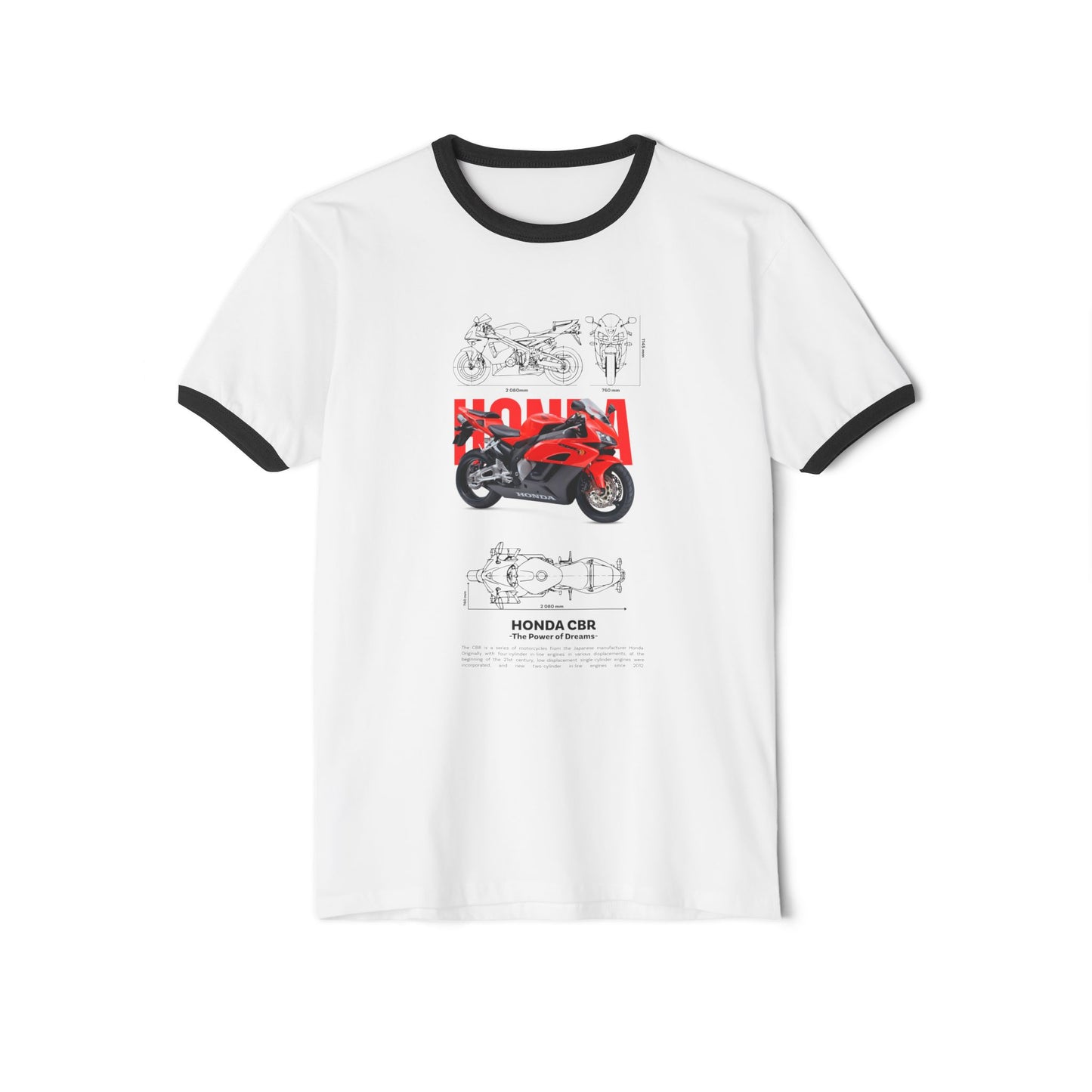 Honda CBR Unisex Cotton Ringer T-Shirt - Perfect for Motorcycle Enthusiasts - CreativeRino