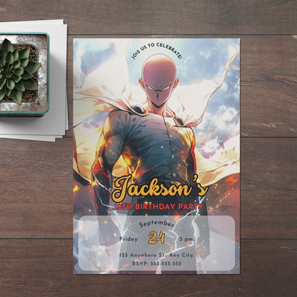 One Punch Man Birthday Invitation Template - CreativeRino