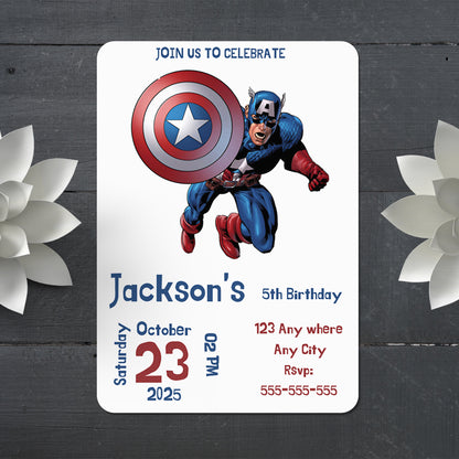 Captain America Birthday Invitation Template - CreativeRino