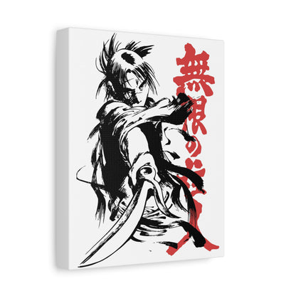 Anime Wall Art Canvas - Samurai Print with Japanese Text - CreativeRino