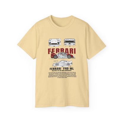 Ferrari F40 Multi-Graphic Unisex Ultra Cotton Tee | Car Enthusiast Gift T-shirt - CreativeRino