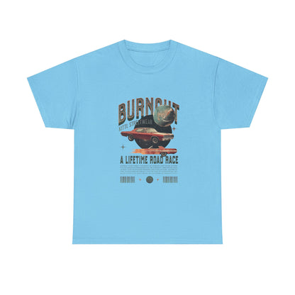 Burnout Road Race Unisex Heavy Cotton Tee - Vintage Graphic T-Shirt for Car Enthusiasts - CreativeRino