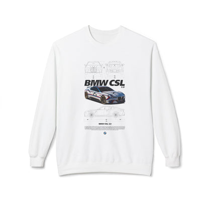 BMW CSL Fleece Crewneck Sweatshirt - Perfect for Car Enthusiasts - CreativeRino