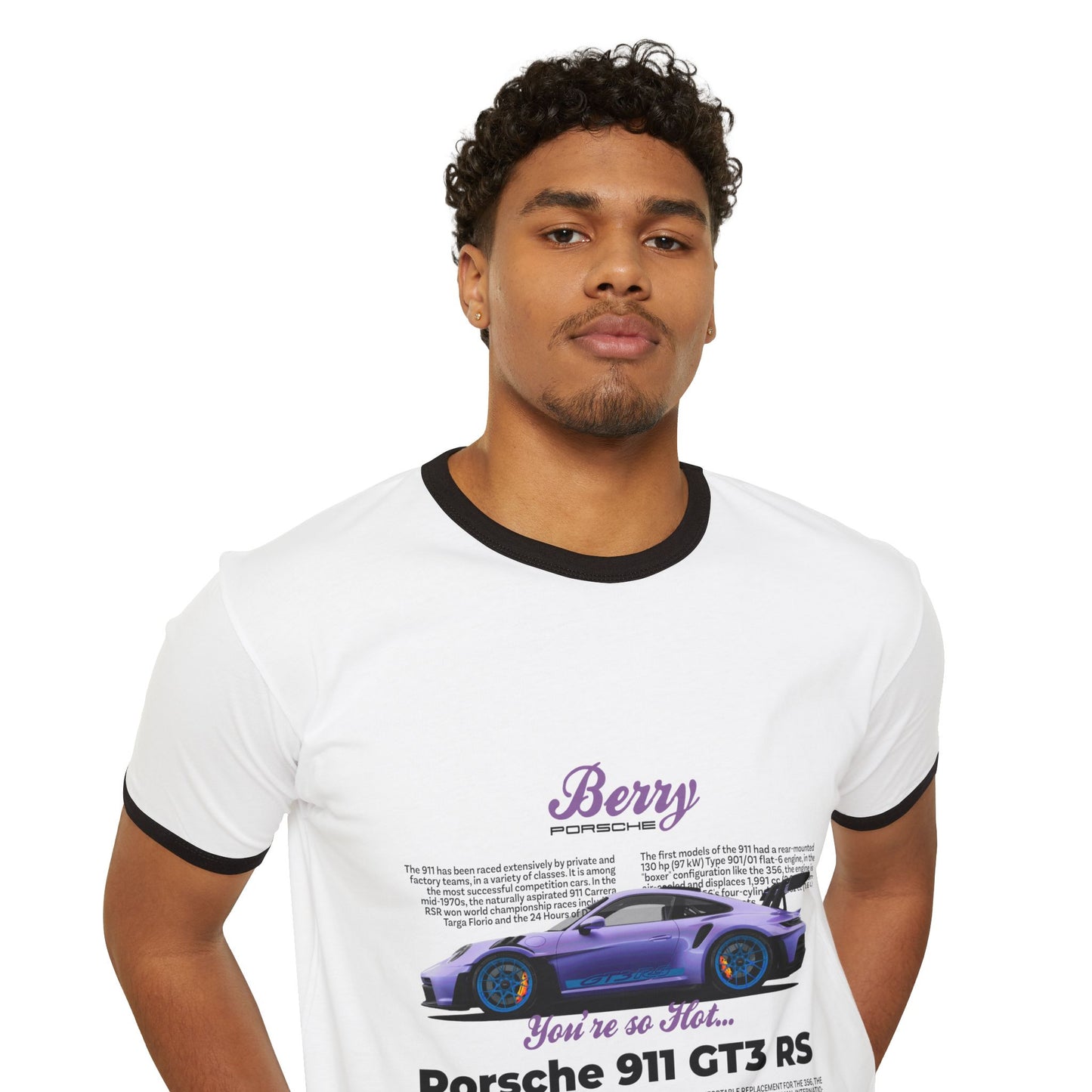 Porsche Berry Unisex Cotton Ringer T-Shirt - Porsche 911 GT3 RS Design, Car Enthusiast Gift - CreativeRino