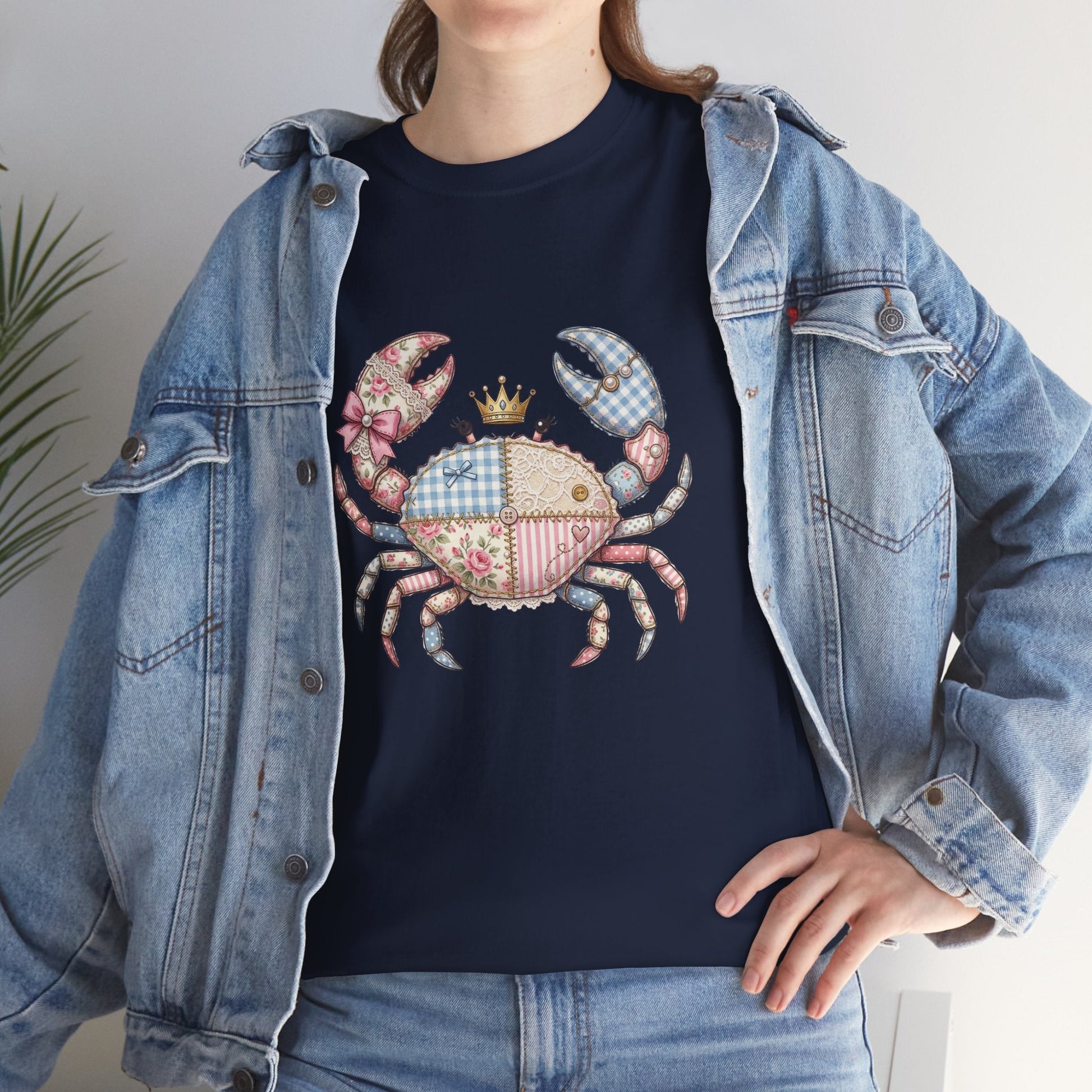Patchwork Crab T-Shirt — Cute Coastal Animal Tee for Beach Lovers Printify