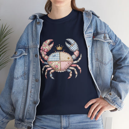 Patchwork Crab T-Shirt — Cute Coastal Animal Tee for Beach Lovers Printify
