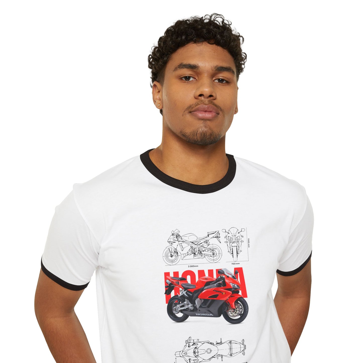 Honda CBR Unisex Cotton Ringer T-Shirt - Perfect for Motorcycle Enthusiasts - CreativeRino
