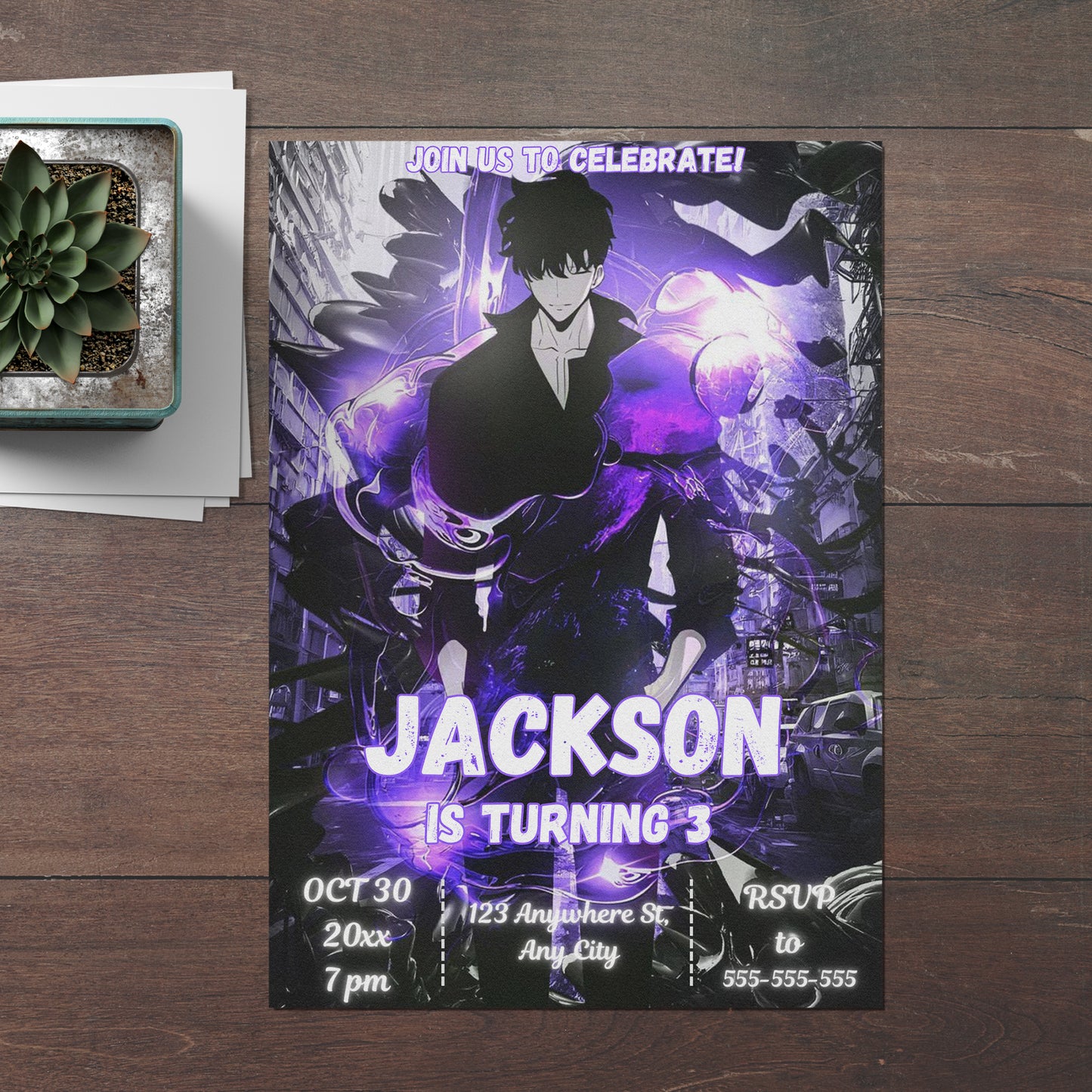 Solo Leveling Birthday Invitation Template - CreativeRino